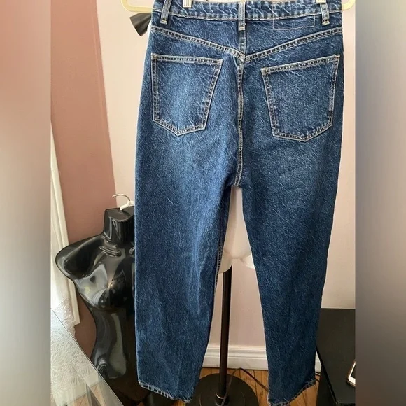 Zara HIGH RISE MOM JEANS DARK BLUE SZ US6 - Picture 7 of 12